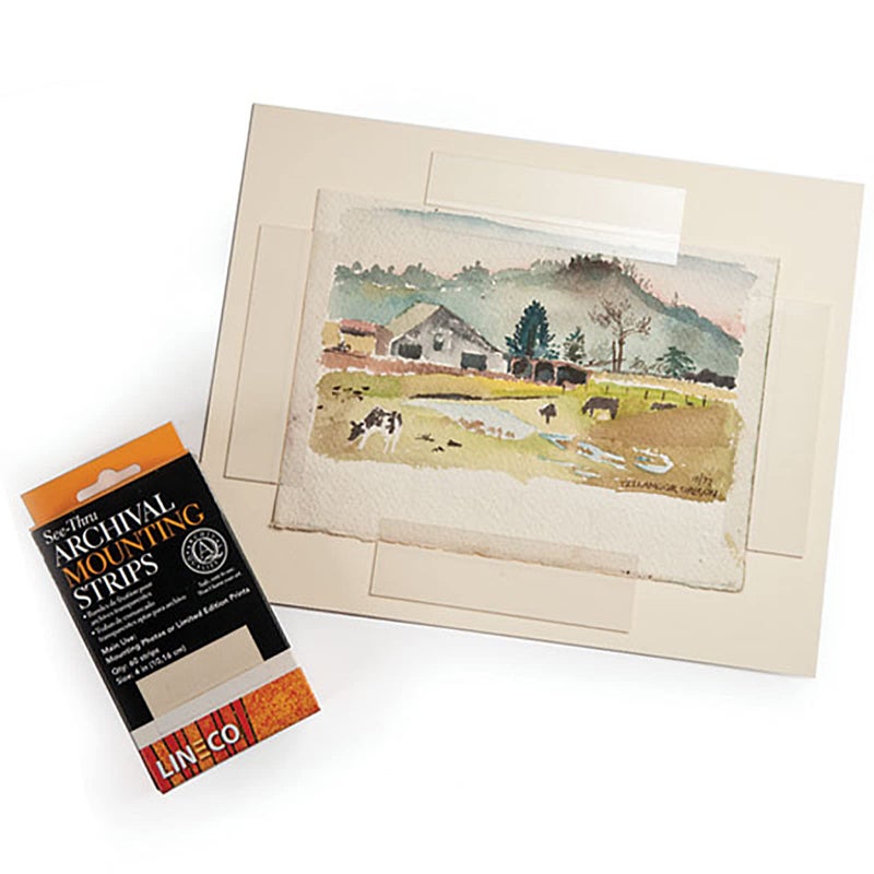 Lineco 4 Inches See-Through Archival Polyester Mounting Strips. Acid-Free, Framing Photos, Hinge-Less, Sturdy, Safe, Conservation, Easy, Artwork, Craft, DIY. (Pack of 60) - Image 5